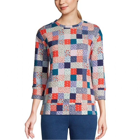 Lands' End Tops - Land's End Patchwork Quilted Top Cottage Core Mixed Print Boho Nautical Coastal